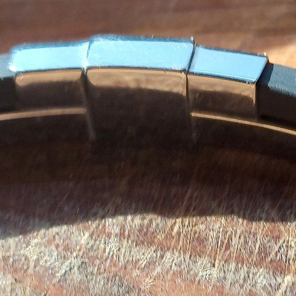 Bracelet or Anklet Italian "di fulco" Gioielli S.Steel Black Rubber Sailor Gold - Picture 10 of 10